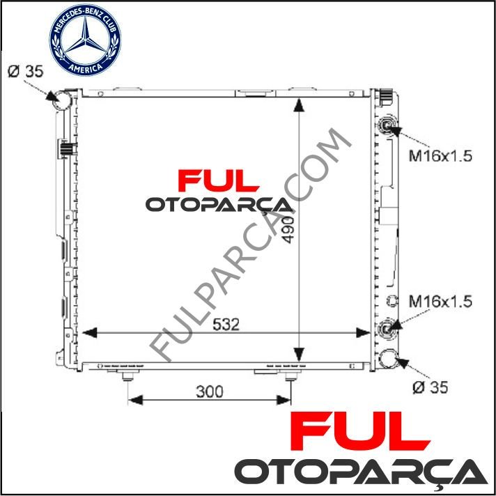 Mercedes W124 200D,300D,250TD 84-89.Su Radyatörü. 532*490