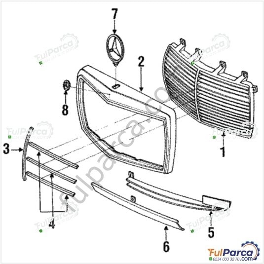 Mercedes W123/W115/W116/W126 Ön Panjur Nikelaj Takımı/Panjur Petek Nikelajı Takım