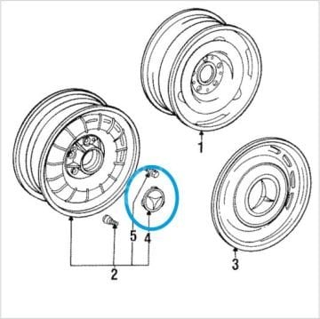 Mercedes W116/W115/W123/W126 Jant Göbeği Takımı/Jant Arması