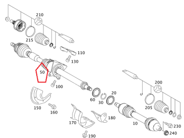 Mercedes W169/A169/W245 Orjinal Otomatik Aks Mili Sağ