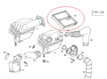 Mercedes W202/W208 111 Motor  Hava Flitresi