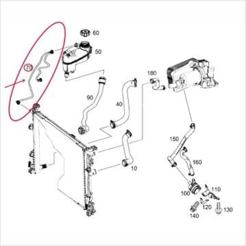 Mercedes W117/W156/W176/W246 270 Motor Genleşme Tankı Hortumu/Radyatör Su Depa Hava Hortumu
