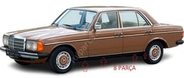 Mercedes W123 Kasa Marşpiyel Çıtası Nikelaj Takım/Kapı Nilajı/Nikelaj Takımı/Alt Nikelaj Takım (1976-1985)