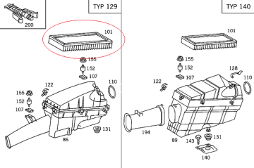 Mercedes W140/S140 S140 400/500 119 Motor Hava Flitresi