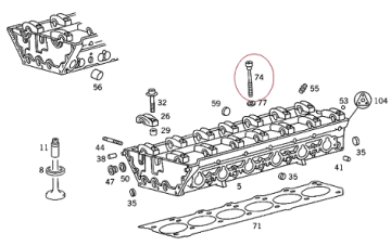 Mercedes W140/W124/W202/W129 104 Motor Silindir Kapak Saplaması
