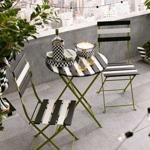 Outdoor Black & White Metal Bistro Table