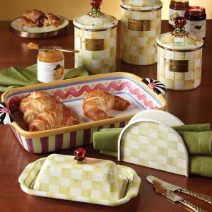 Parchment Check Enamel Napkin Holder