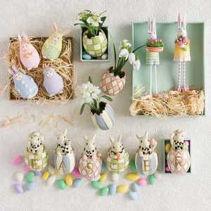 Patience Brewster Egg Bunny Ornaments - Set of 4