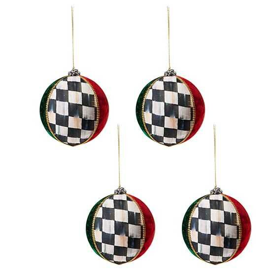 Velvet Patchwork Ball Ornaments - Large - Set of 4