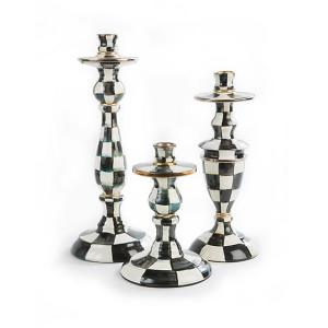 Courtly Check Enamel Candlestick - Small