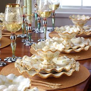 Parchment Check Fluted Dessert Plate