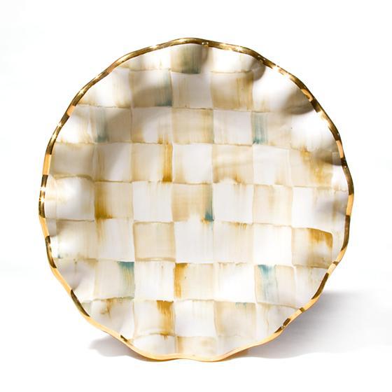 Parchment Check Fluted Dessert Plate