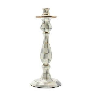 Sterling Check Enamel Candlestick - Large