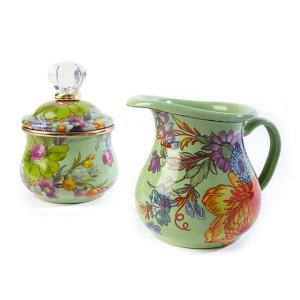 Flower Market Lidded Sugar Bowl - Green