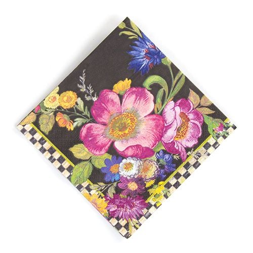 Flower Market Paper Napkins - Cocktail - Black