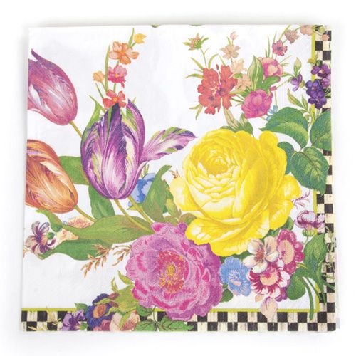 Flower Market Paper Napkins - Dinner - White