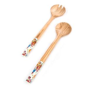 Flower Market Olivewood Salad Serving Set