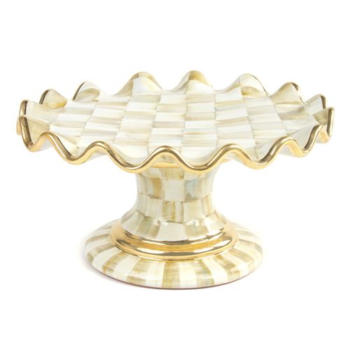 Parchment Check Fluted Cake Stand