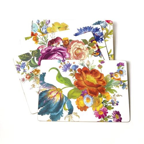 Flower Market Placemats - White - Set of 4