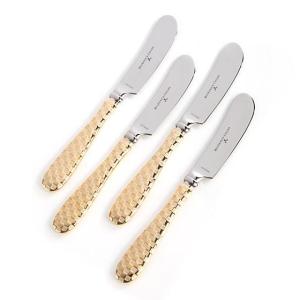 Gold Check Canape Knives - Set of 4