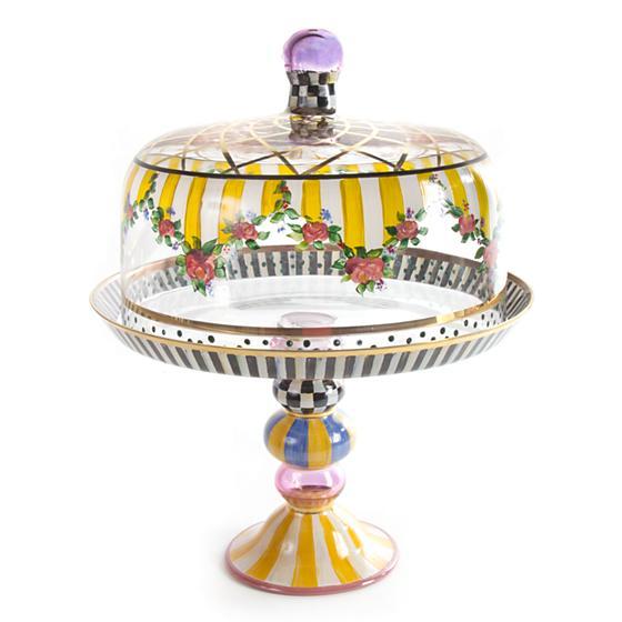 Striped Awning Cake Dome & Stand Set