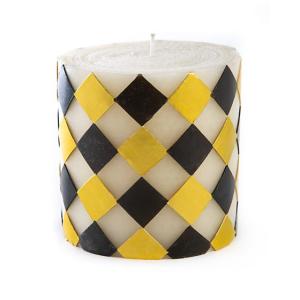 Harlequin Pillar Candle - 5'' - Black & Gold