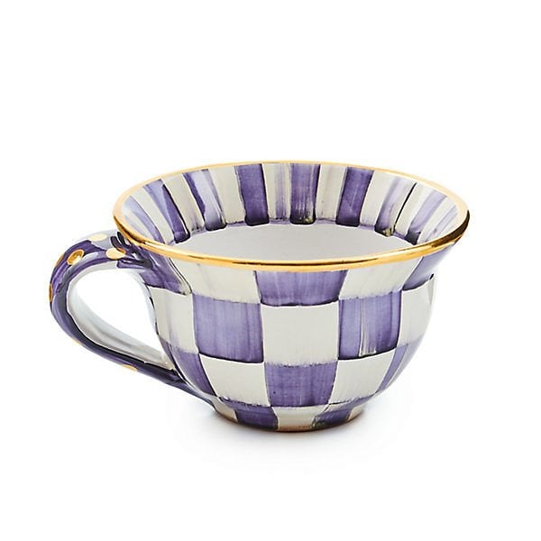 Plum Check Ceramic Teacup