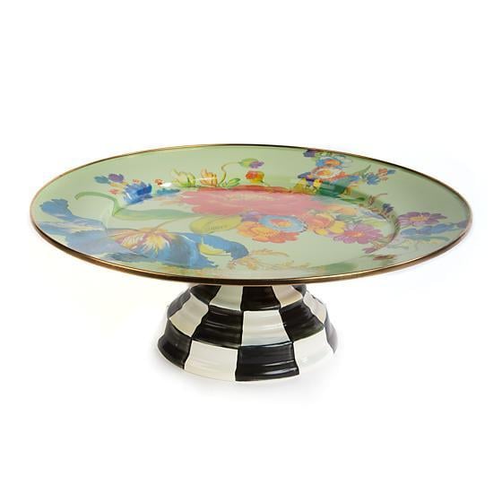 Flower Market Pedestal Platter - Green