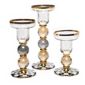Courtly Check Sphere Candlestick - Small