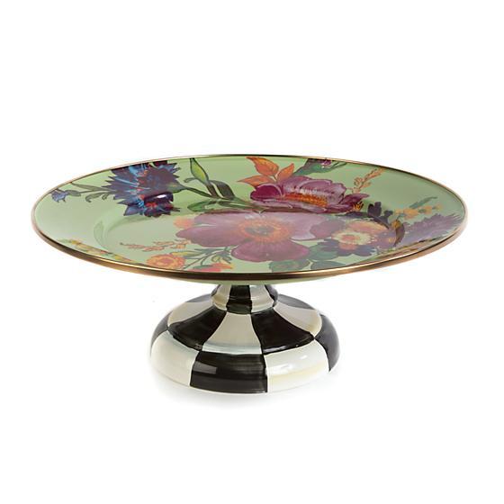 Flower Market Small Pedestal Platter - Green