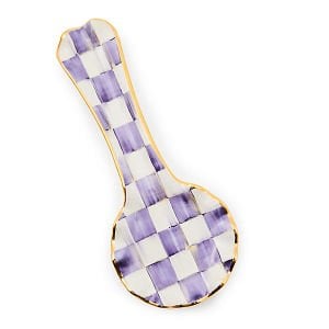 Plum Check Ceramic Spoon Rest