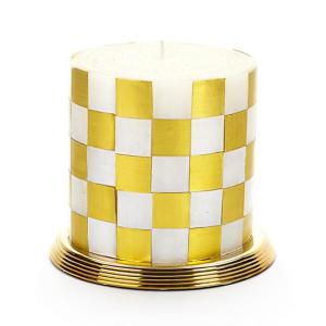 Check Pillar Candle - 5'' - Gold