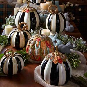 Elegant Stripe Pumpkin - Tall