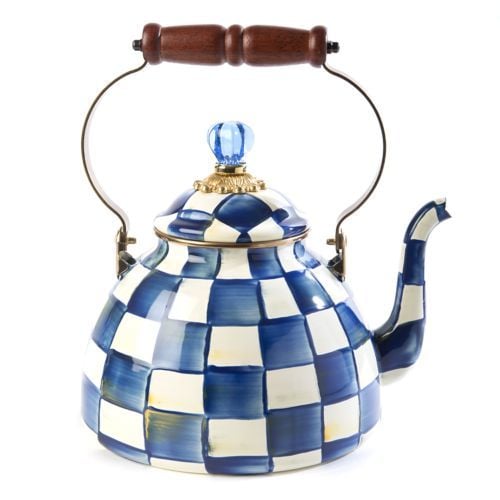 Royal Check Enamel Tea Kettle - 3 Quart