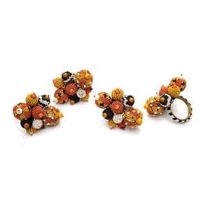 Polka Pumpkin Napkin Rings - Set of 4