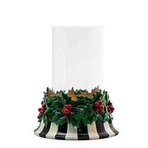 Holly Pillar Candle Holder