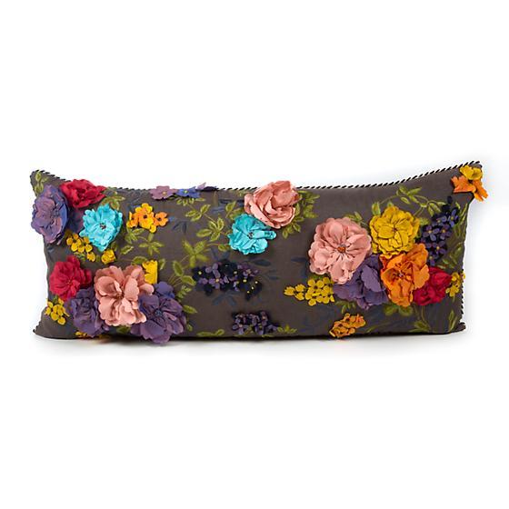 Covent Garden Floral Lumbar Pillow - Grey