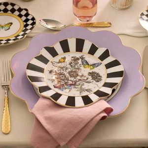 Butterfly Toile Lavender Dinner Plate
