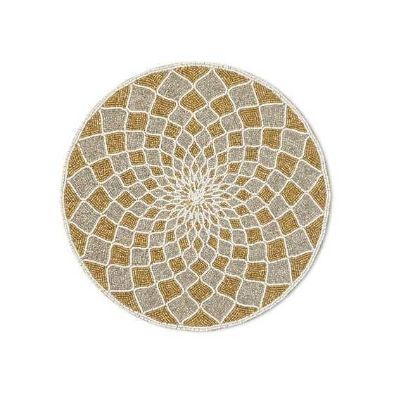 Kaleidoscope Beaded Placemat - Gold and Silver