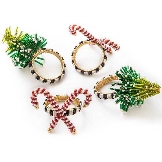 Tree and Candy Cane Napkin Rings - Set of 4