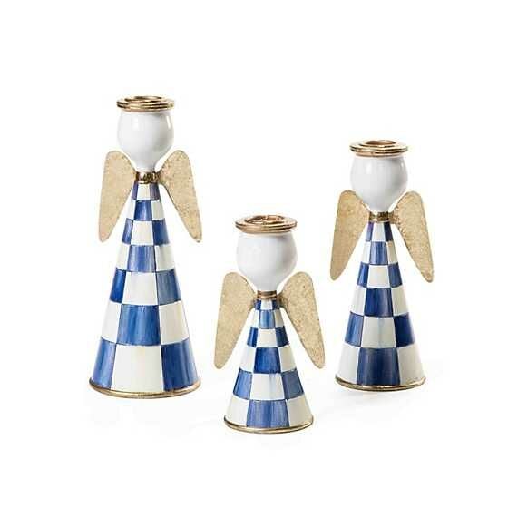 Royal Check Angel Candle Holders - Set of 3