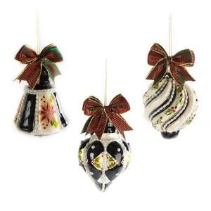 Holly Fancy Ornaments - Set of 3