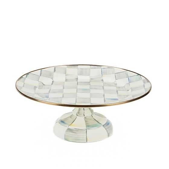 Sterling Check Enamel Pedestal Platter - Mini