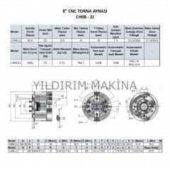 8'' 2 Ayak CNC Torna Aynası