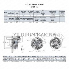 8'' 3 Ayak CNC Torna Aynası