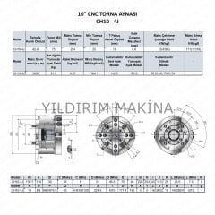 10'' 4 Ayak CNC Torna Aynası