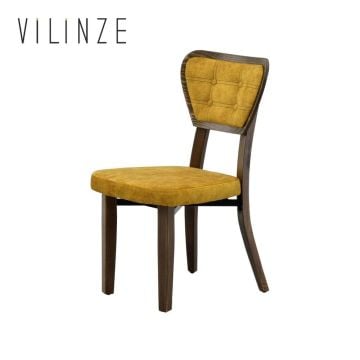 Vilinze Mir 03 Sarı Ahşap Sandalye Kestane