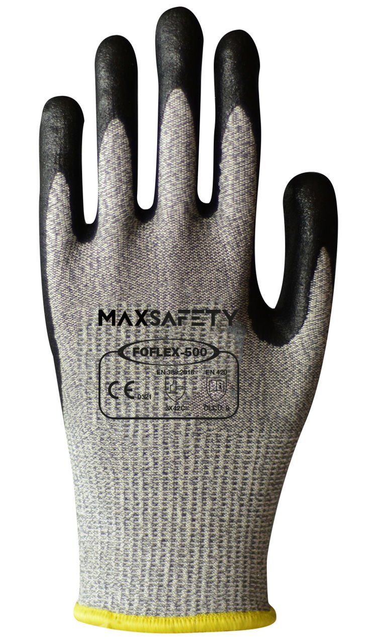 MAXSAFETY FOFLEX-500 FOAM NITRILE COATED GLOVES HPPE LINED