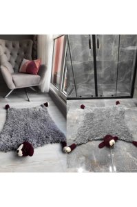 Dörtayak Dekoratif Banyo Paspası-Gri