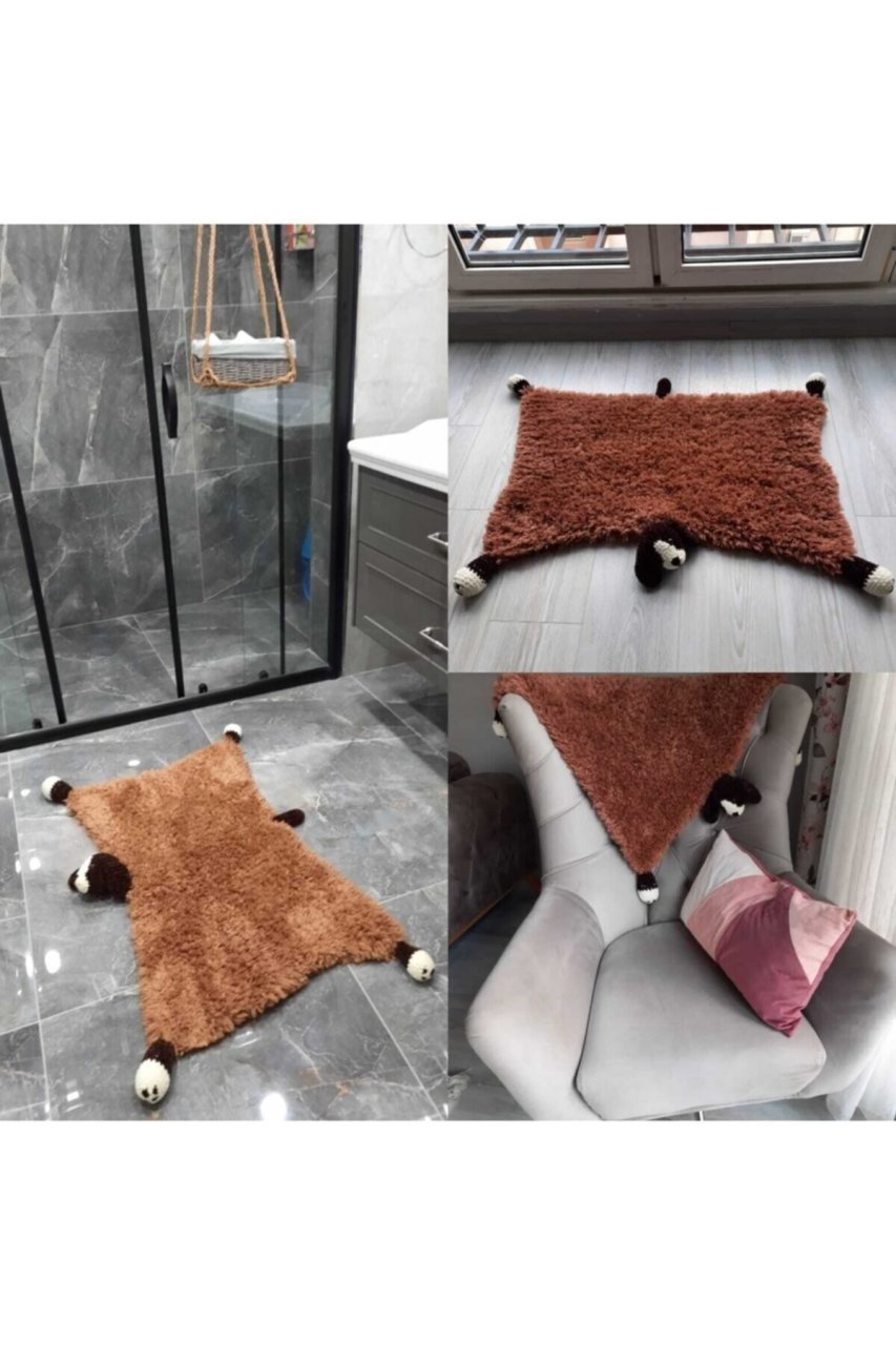 Dörtayak Dekoratif Banyo Paspası-Hardal